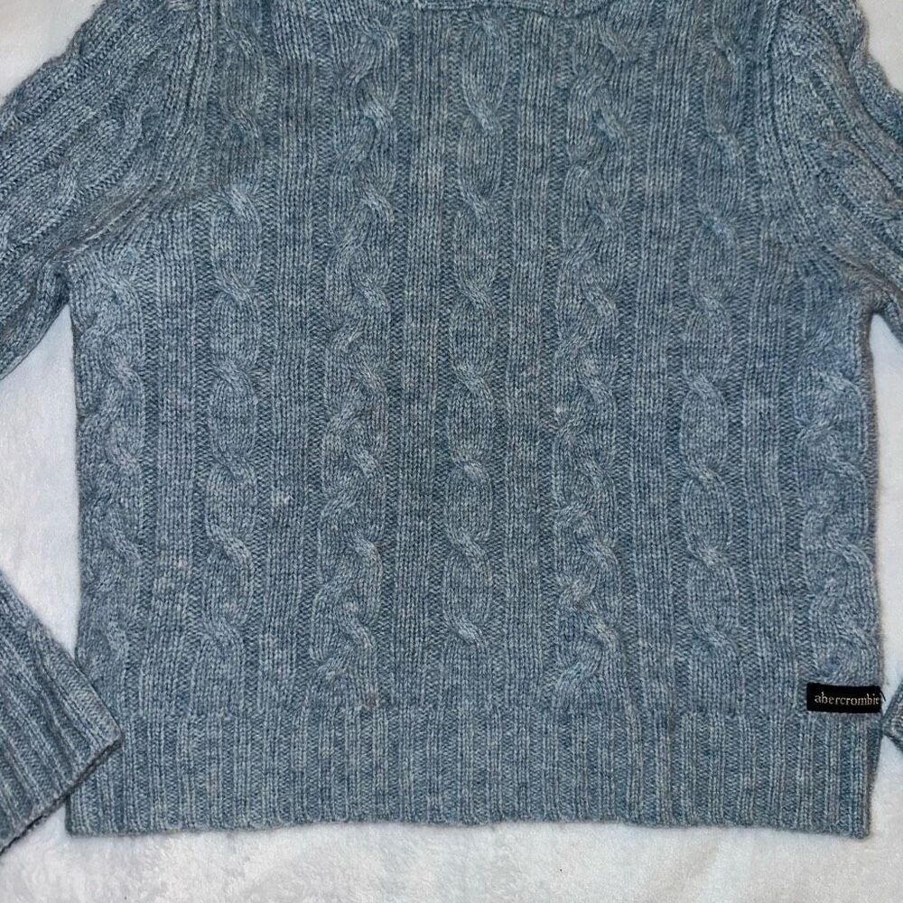 Abercrombie Kids 100% Wool Hooded Sweater Blue Gray Small Gently Worn - Picture 2 of 12